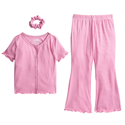 ONLY $14.98 Wonder Nation Girls Ribbed Top and Pants Pajama Set at Walmart - at Walmart