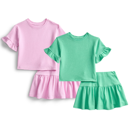 ONLY $13.98 Wonder Nation Girls Ruffle Tee and Scooter Skirt Outfit Set at Walmart - at Walmart
