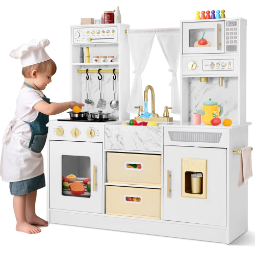 Joyldias Corner Marble Wooden Pretend Kids Play Kitchen ONLY $98 (Reg. $159.99) + FREE SHIP at Wayfair - at Wayfair