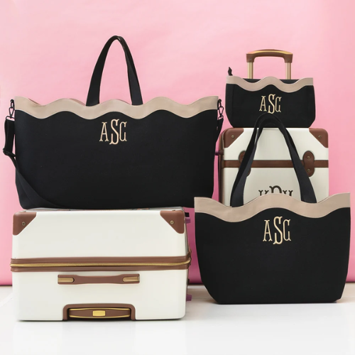 Monogrammed Wavy Top Weekender