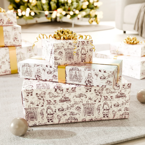 Red and Ivory Vintage Toile Art Christmas Wrapping Paper 160 sq ft ONLY $5.32 at Walmart - at Walmart