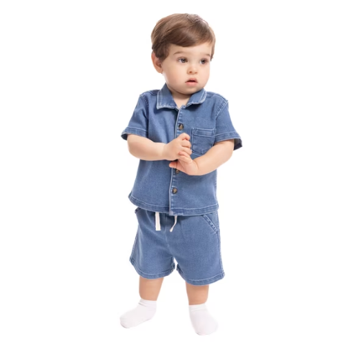 ONLY $5 (Reg. $9.98) Wonder Nation Baby Boys Short Sleeve Printed Collared Button Top & Matching Shorts at Walmart - at Walmart