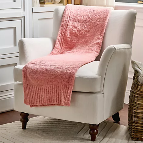 FROM $54.98 (Reg. $148) Barefoot Dreams CozyChic Stacked Rib Border Blanket at QVC - at QVC