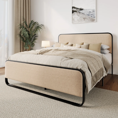 ONLY $197.99 (Reg. $920) Beige Upholstered Platform Bed at Wayfair - at Wayfair
