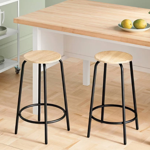 ONLY $29.69 (Reg. $120) Set of 2 24" Wood Seat Backless Counter Stools at eBay - at eBay