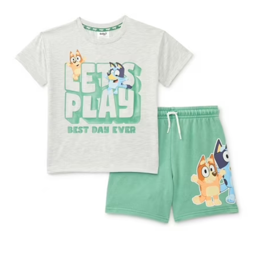 ONLY $10 Bluey Toddler Boy Short Sleeve Graphic Tee and Matching Shorts Set at Walmart - at Walmart