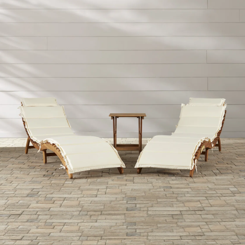 Alois Chaise Lounge Set with Cushion and Table