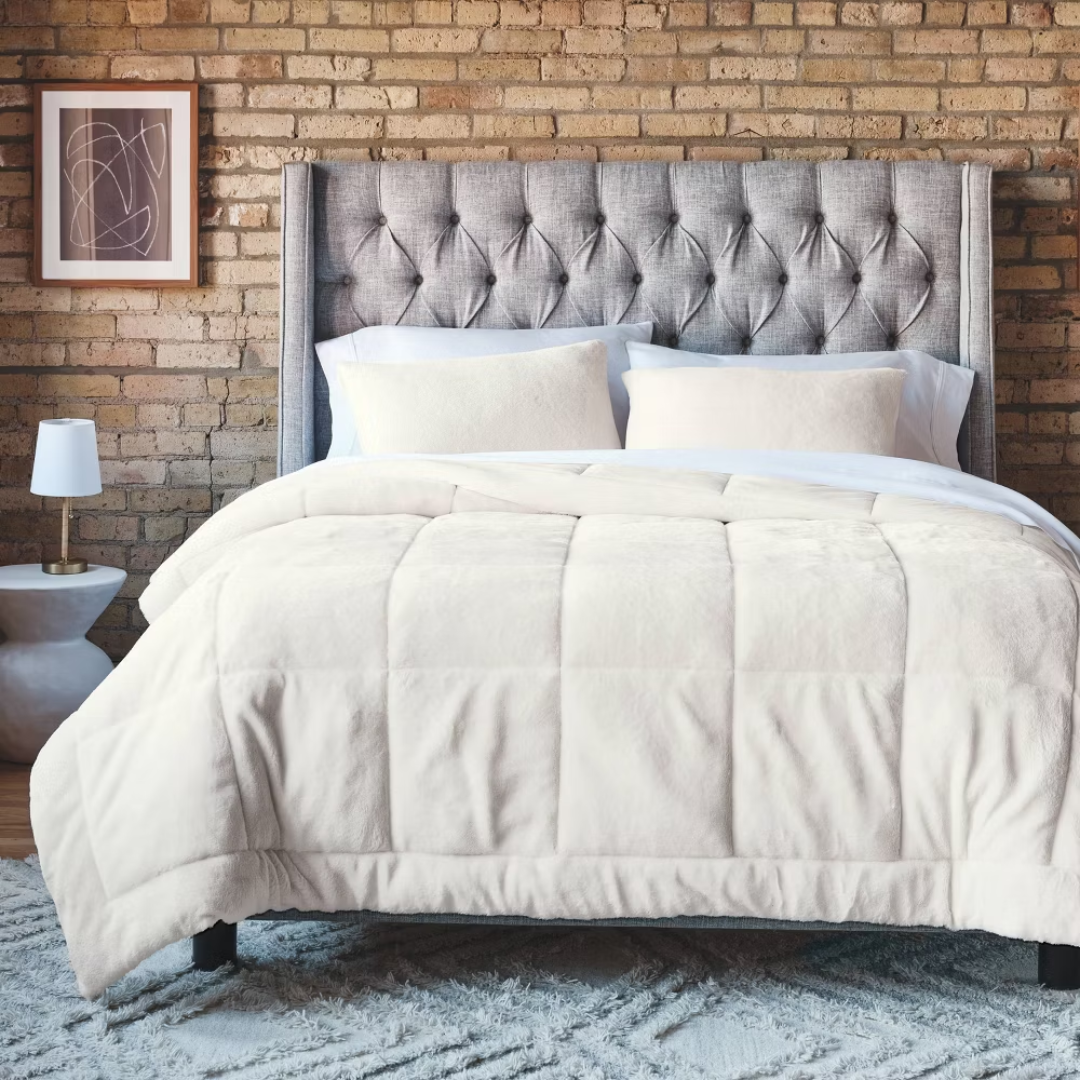 Box Stitch Faux Fur Comforter and Sham Set – Threshold ONLY $17.70 (Reg. $59) at eBay - at Target