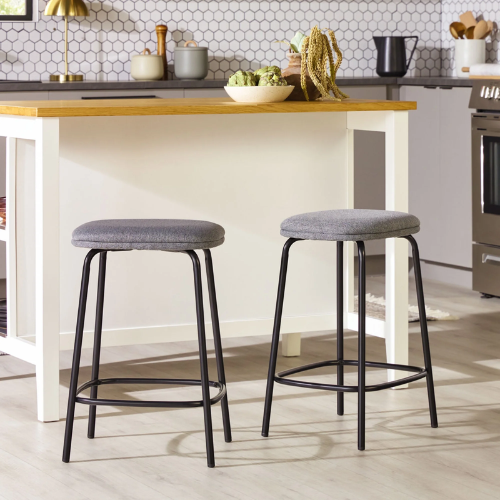 ONLY $24.99 Walker Edison 24" Upholstered Metal Stool Set of 2 at Walmart - at Walmart