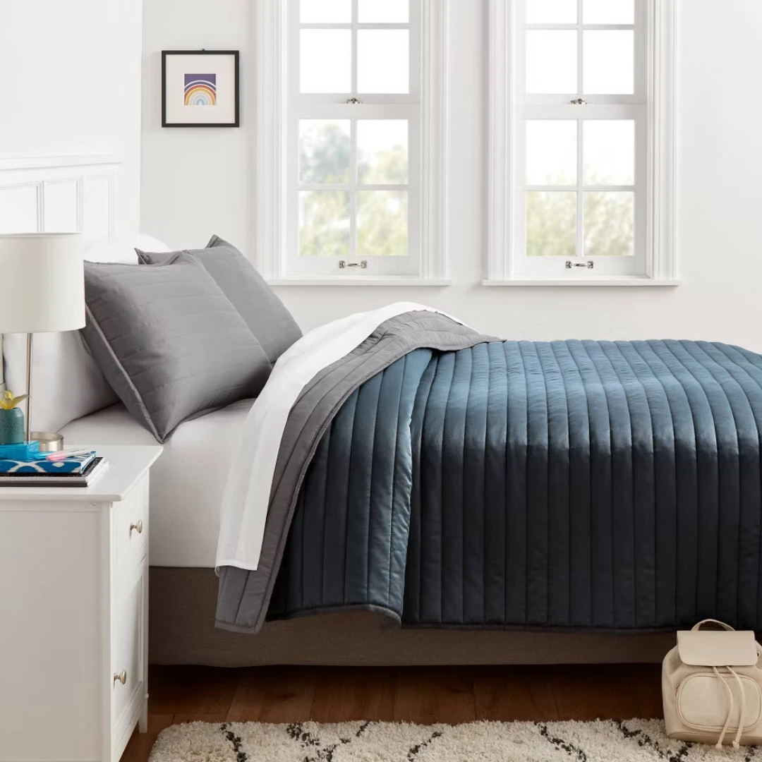 ONLY $11.89 + FREE SHIP Room Essentials King Satin Quilt Dark Gray at eBay - at Target