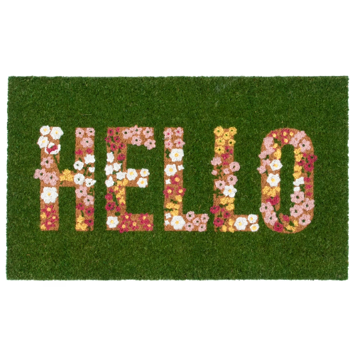 ONLY $9.96 Mainstays Hello Flower Garden Outdoor Coir Doormat at Walmart - at Walmart