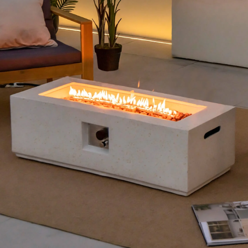 ONLY $245 (Reg. $400) Costway 42'' Terrazzo Fire Pit Table 50,000 BTU Rectangle Propane Fire Pit at Walmart - at Walmart