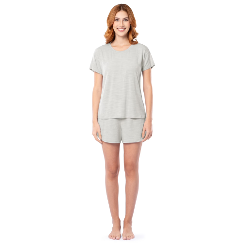 ONLY $13.48 Fruit of the Loom Women's Soft and Breathable Short Sleeve Crew Top & Pajama Short Set at Walmart - at Walmart