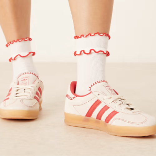 ONLY $66 for these adidas Originals Gazelle Indoor Sneakers in White and Red (Reg. $120) at ASOS - at Adidas