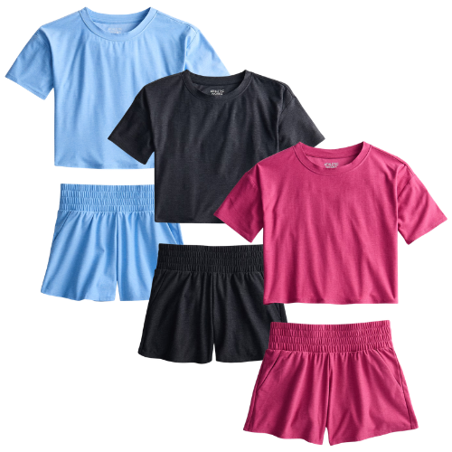 Athletic Works Girls Active ButterCore Tee and Shorts Set