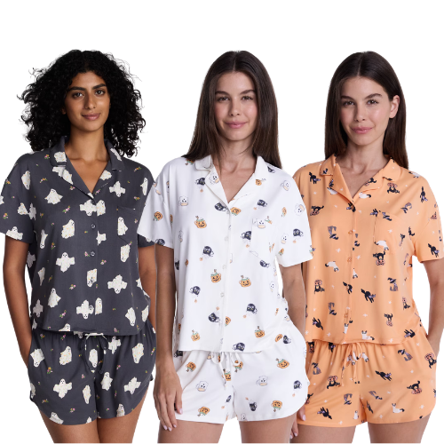 Halloween Women's Notched Top and Shorts Pajama Set