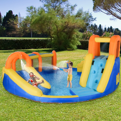 ONLY $151.99 6 in 1 Inflatable Water Slide Round House with 750W Inflator at eBay - at eBay