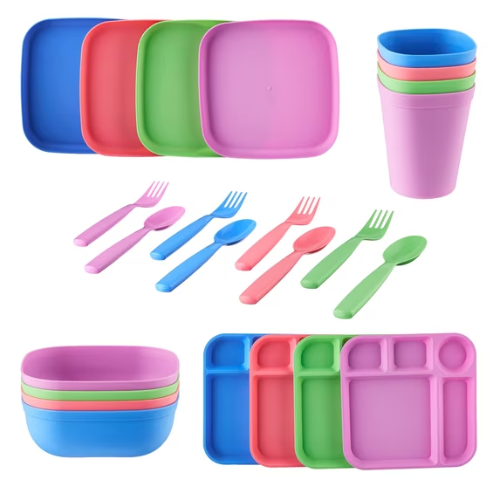 Mainstays Kids 24-Piece Multicolor Plastic Dinnerware Set