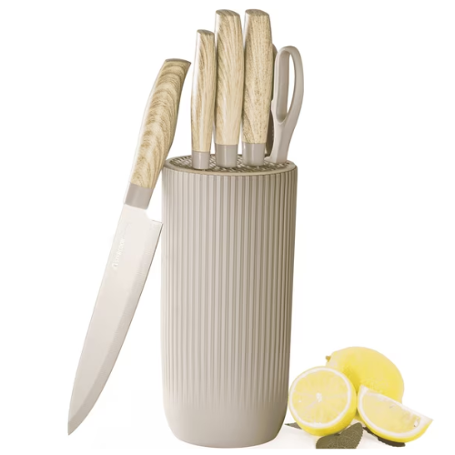 ONLY $19.99 (Reg. $110) Astercook 6-Piece Beige Knife Set with Block at Walmart - at Walmart