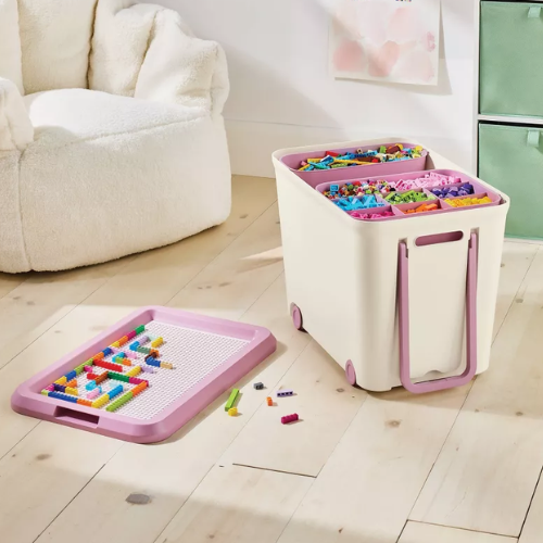 Brightroom™ Building Brick Play Rolling Storage Tub