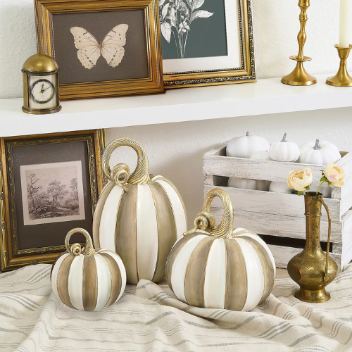 ONLY $209.98 (Reg. $280) MacKenzie-Childs Set of 3 Elegant Stripe Pumpkins + FREE SHIPPING at QVC - at QVC