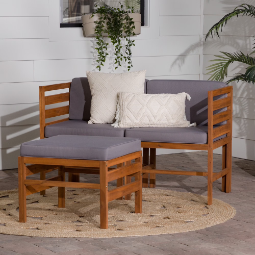 ONLY $89.99 (Reg. $205) Modular Outdoor Brown and Grey Acacia Ottoman by Walker Edison at Walmart - at Walmart