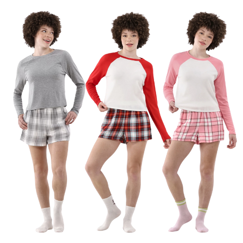 No Boundaries Long Sleeve Tee and Flannel Shorts Pajama Set ONLY $7.50 (Reg. $14.98) at Walmart - at Walmart