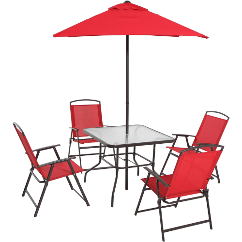Mainstays Albany Lane Steel 6-Piece Outdoor Patio Dining Set with Umbrella ONLY $67 (Reg $109) + FREE SHIP at Walmart - at Walmart