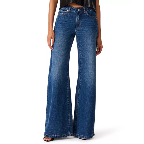 ONLY $90.30 (Reg. $129) Steve Madden Women's Goldie Jean Mid-Rise Wide-Leg Flare Jeans at Macy's - at Macy's
