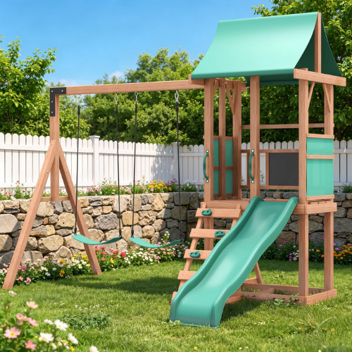 ONLY $399.99 (Reg. $649.99) Kids Outdoor Play Equipment with Two Swings at Wayfair - at Wayfair