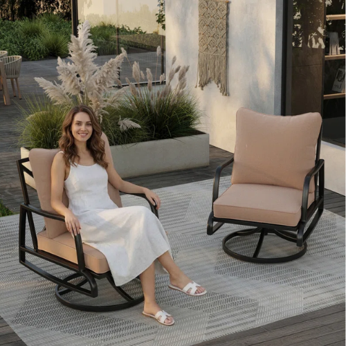 ONLY $216.99 (Reg. $480.99) Metal Swivel Patio Lounge Chair with Thicken Cushions (Set of 2) at Wayfair - at Wayfair