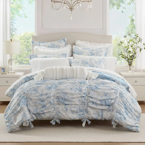 ONLY $25.19 (Reg. $66) Armoire Collection Twin/Twin Extra Long Toile Floral Comforter Blue at eBay - at eBay