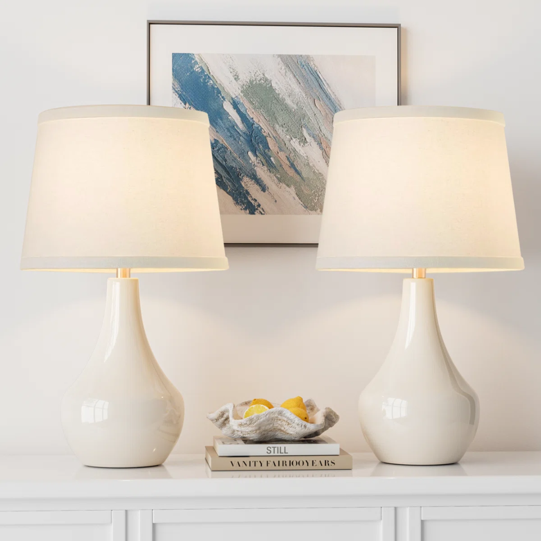 19.5″ White Ceramic Bedside Table Lamp (Set of 2) ONLY $63.99 (Reg. $100) at Wayfair - at Wayfair