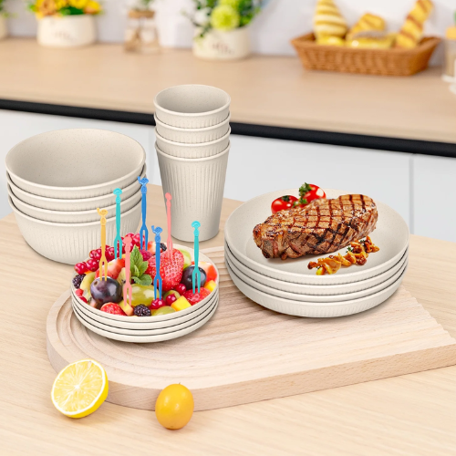 ONLY $17.59 (Reg. $79.99) 48 Pcs Wheat Straw Dinnerware Sets For 4 at Walmart - at Walmart