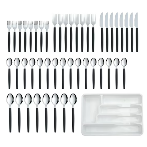 ONLY $15.88 Mainstays 49-Piece Flatware Set + Organizer Tray Service for 8 at Walmart - at Walmart